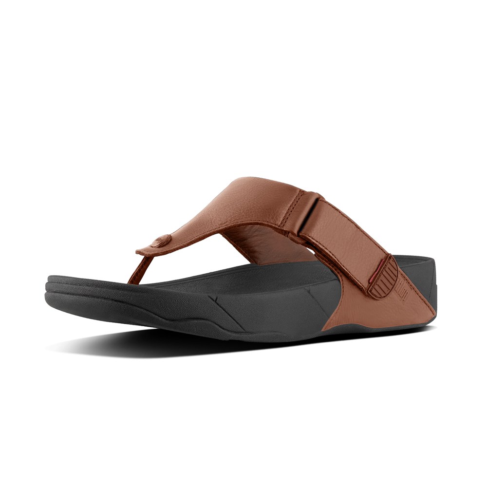 Fitflop Mens Flip-flops - Trakk Ii Leather - Brown/Black - 215-KZBOJR